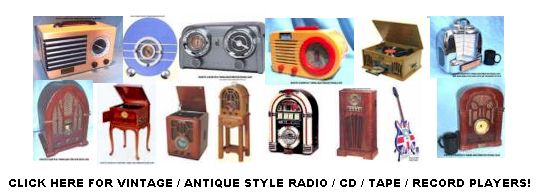 Old Fashioned, Antique Style Radios and Phonographs. Low prices! New with a  90 day warranty! Great selection. Many with CD players.